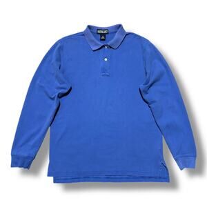 Vintage Lands End Polo Shirt Long Sleeve Faded Cotton Preppy Minimalist Small